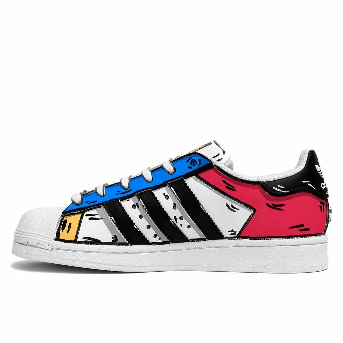 Adidas Superstar Cartoon - Disegnate 2D Rosse Blu e Gialle