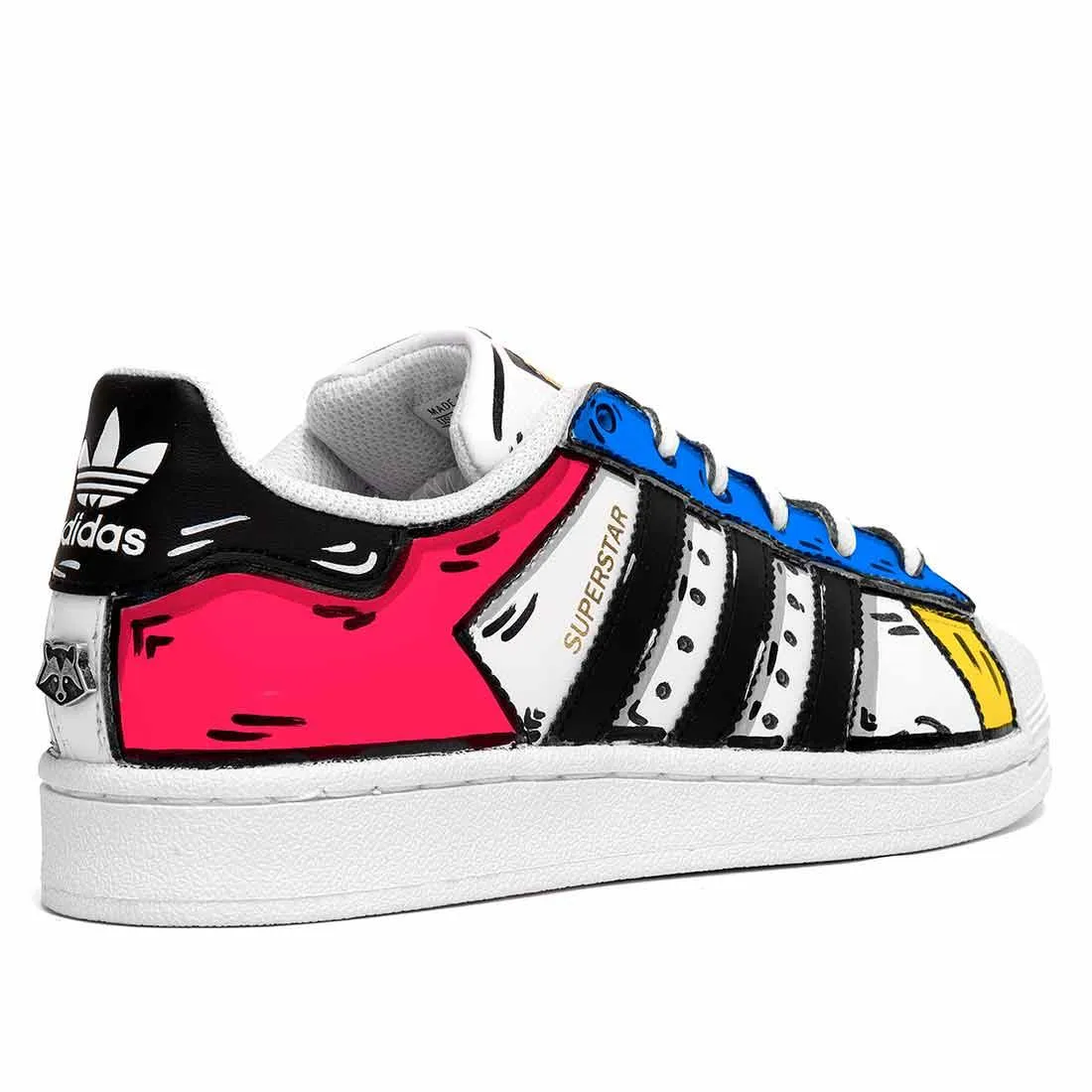 Adidas Superstar Cartoon - Disegnate 2D Rosse Blu e Gialle