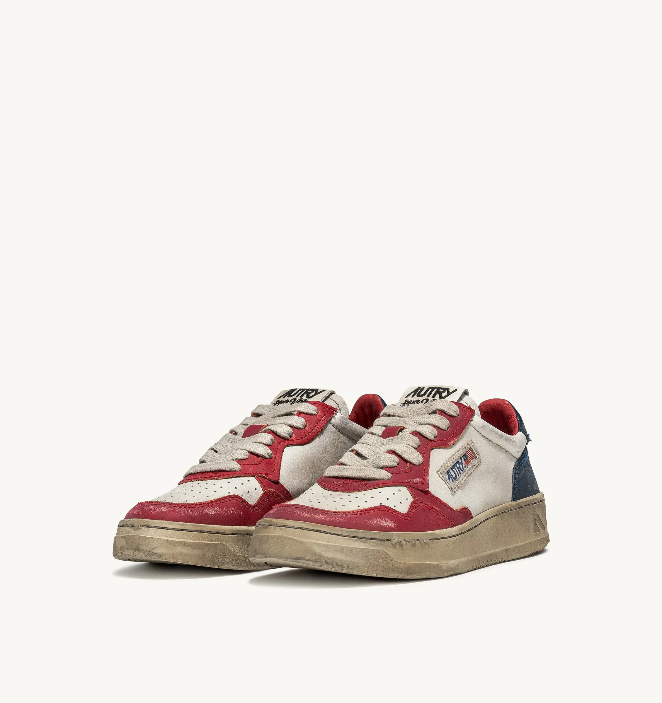 BASKET AUTRY MEDALIST SUPER VINTAGE LEATHETR WHITE BLACK RED