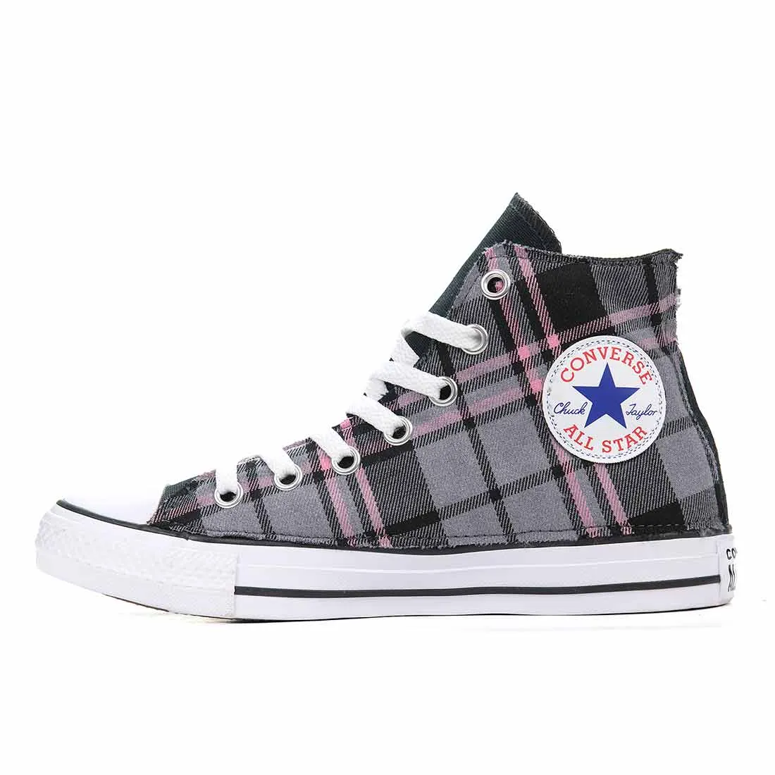 Converse All Star Alte Tartan Scozzese Rosa