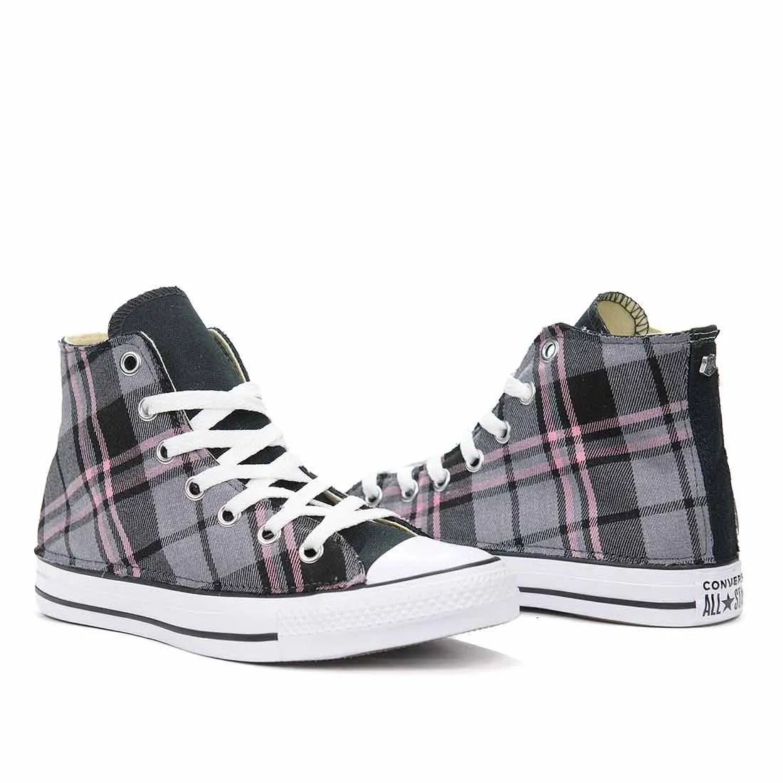 Converse All Star Alte Tartan Scozzese Rosa