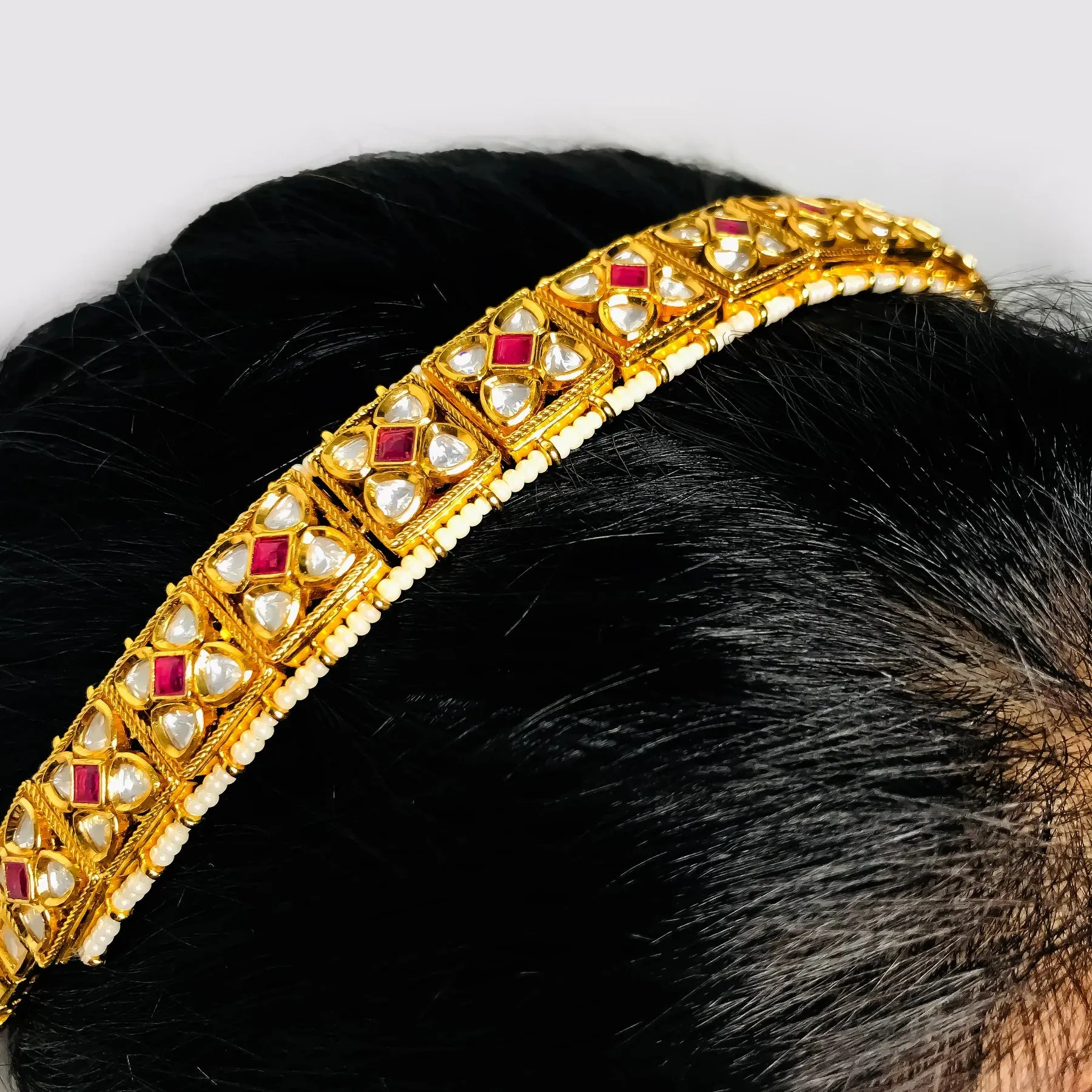 Designer Gold Plated Royal Kundan  Sheeshphool /Mathapatti (D97)