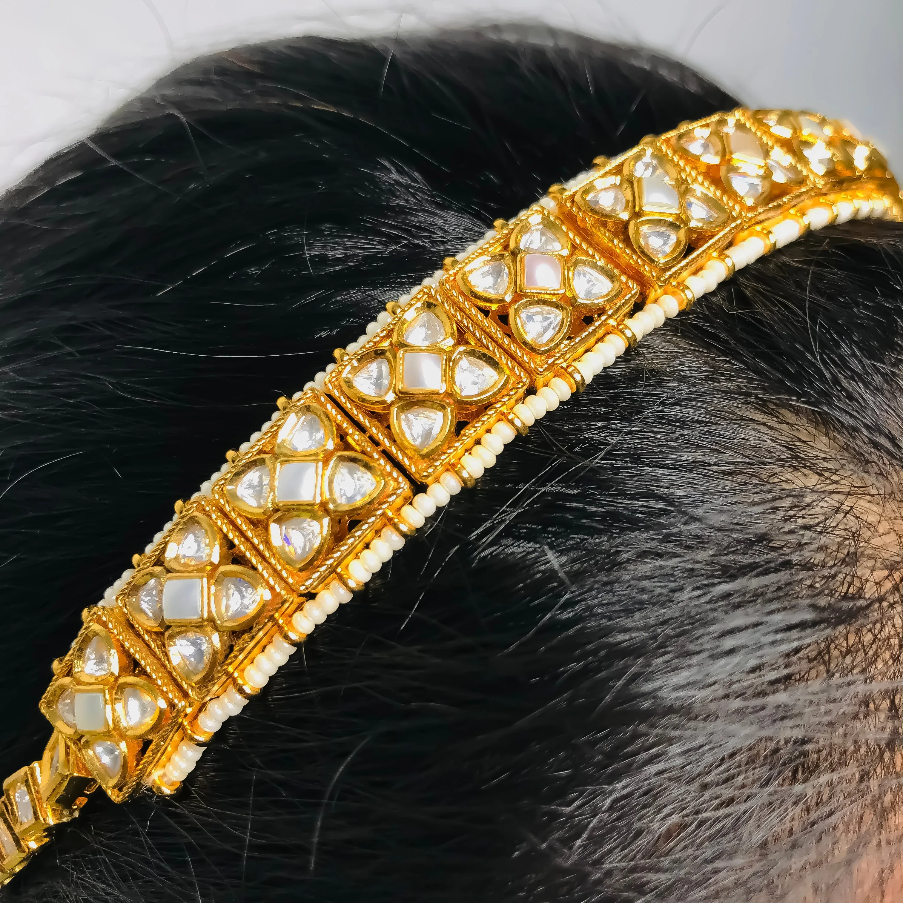 Designer Gold Plated Royal Kundan  Sheeshphool /Mathapatti (D97)