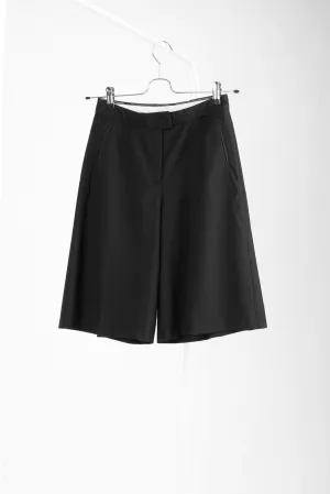 Designer Remix Black Wool Women's Bermuda Shorts, S