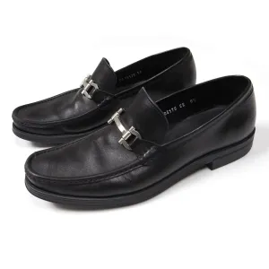 Ferragamo Black Leather Loafers Size 9.5