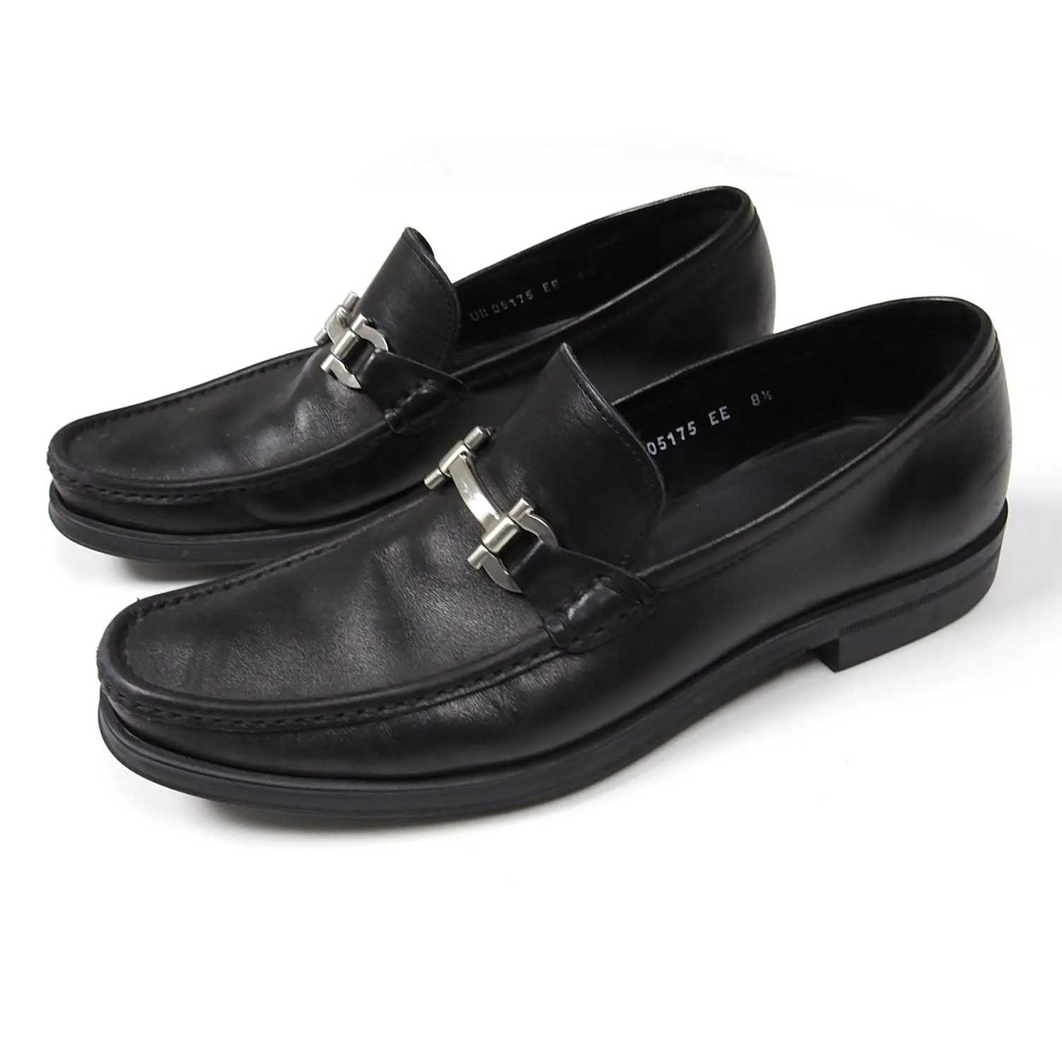 Ferragamo Black Leather Loafers Size 9.5