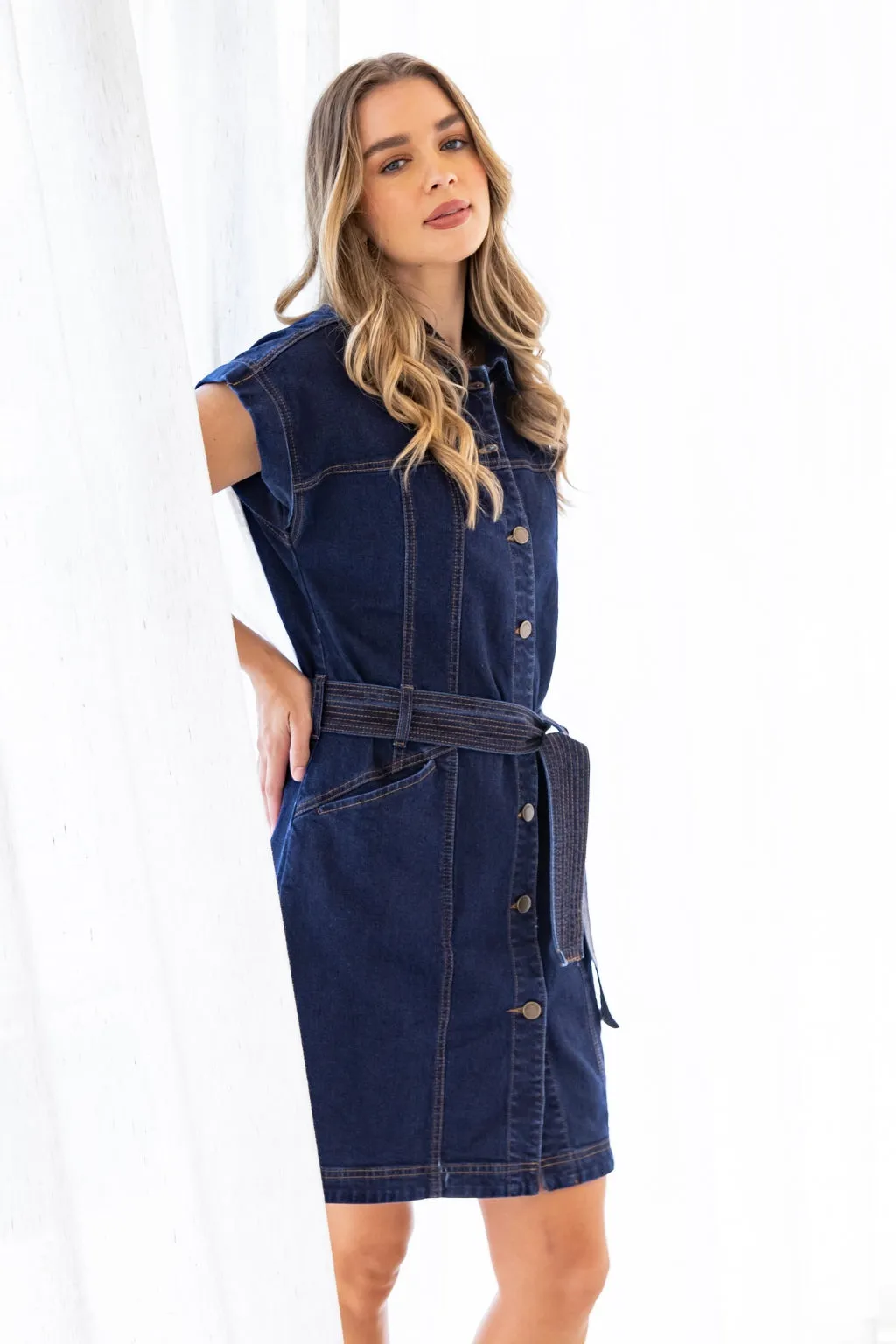 Foxwood Heidi Dress Dark Blue Denim