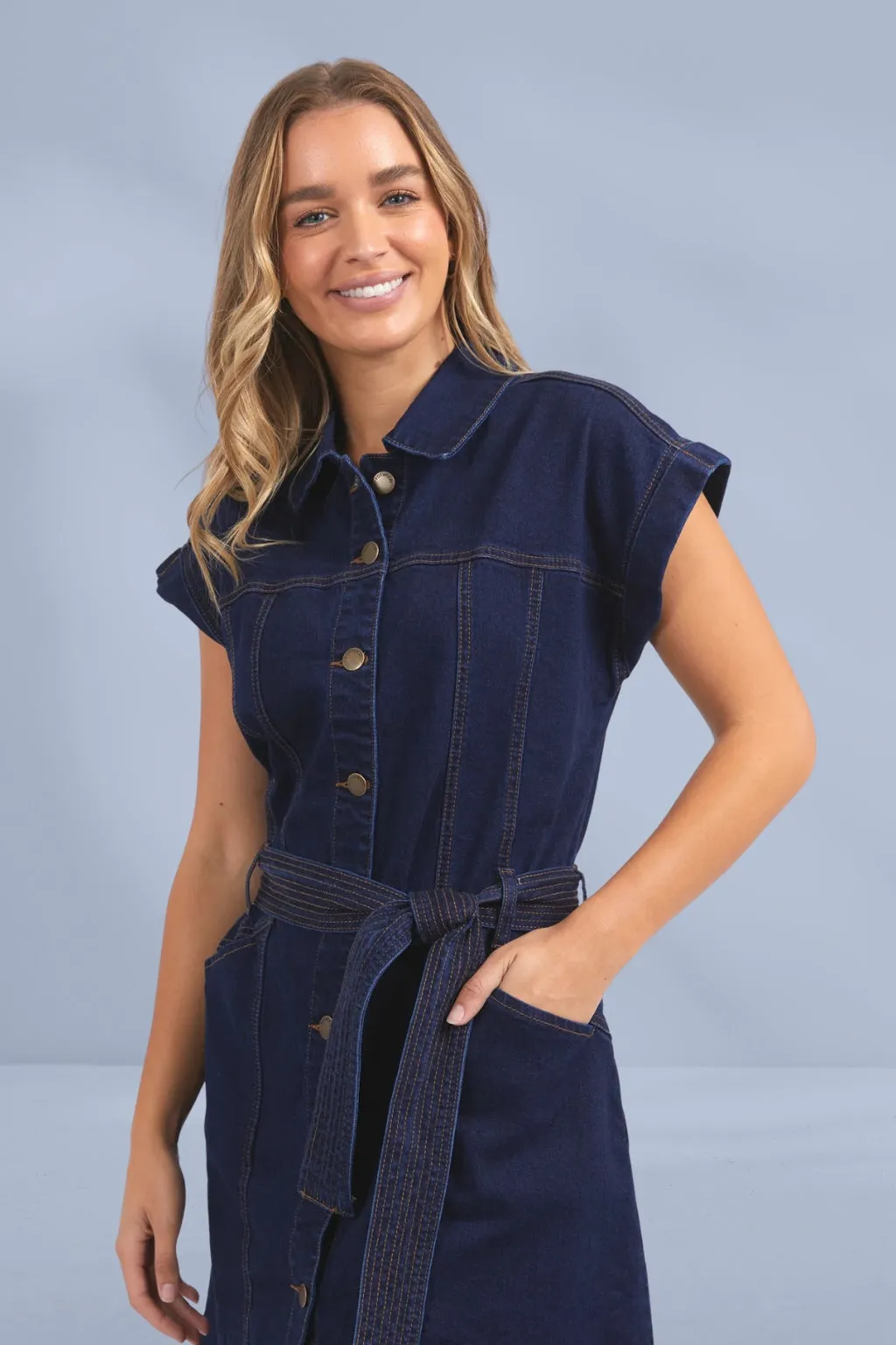 Foxwood Heidi Dress Dark Blue Denim