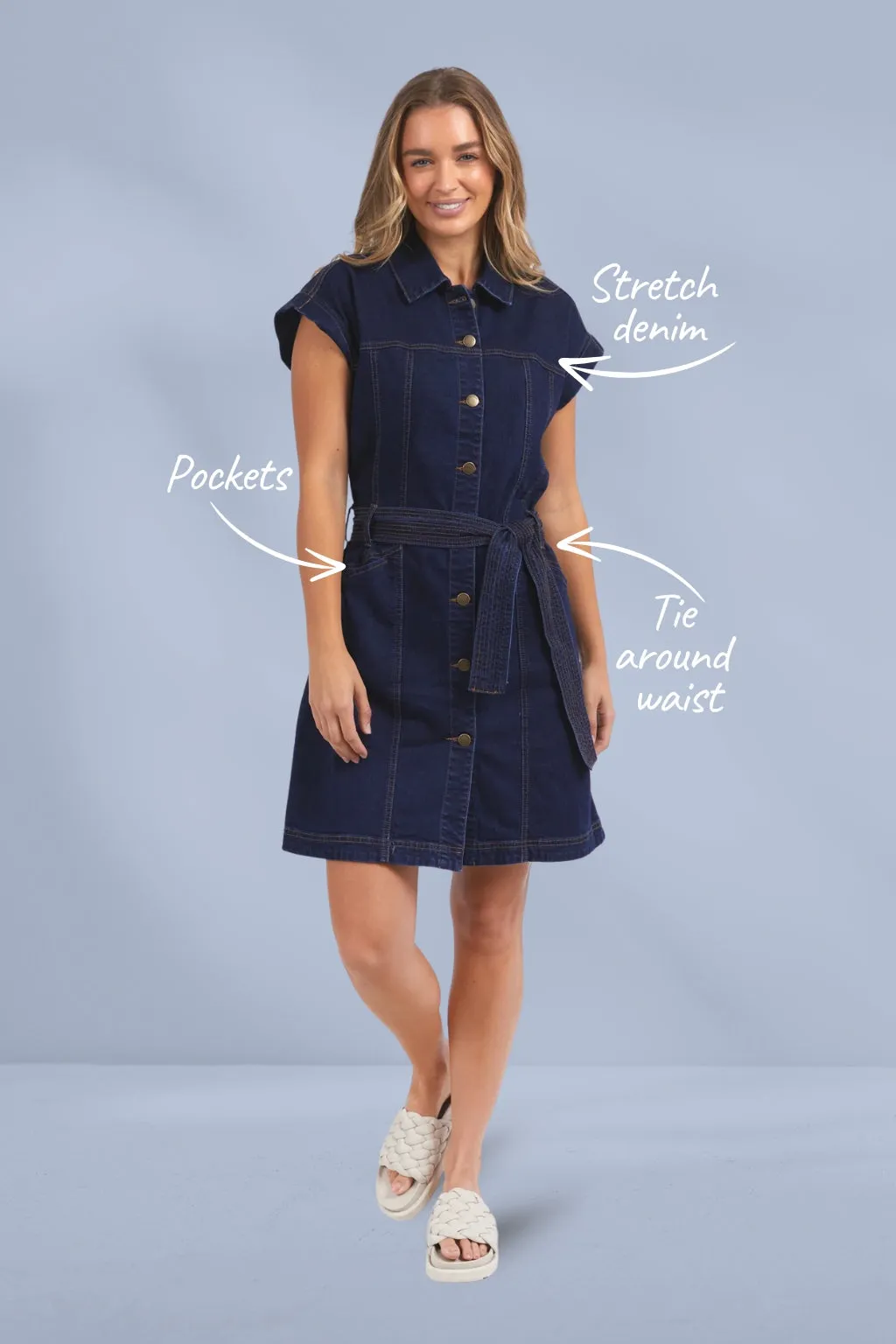 Foxwood Heidi Dress Dark Blue Denim