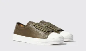 Green Leather Glide Gear Slipon Sneakers With White Sole