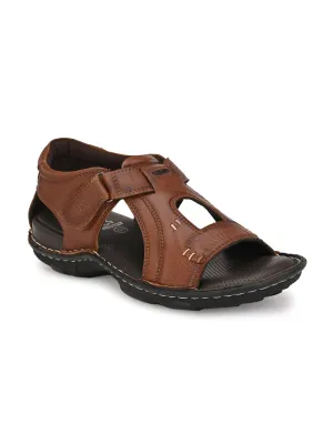 HITZ9246 Men's Tan Leather Casual Velcro Sandals