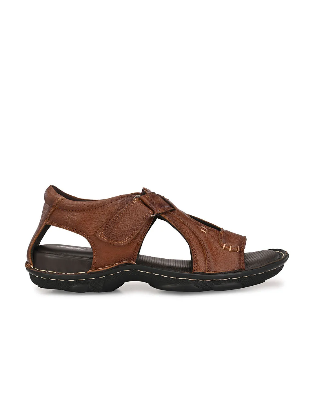 HITZ9246 Men's Tan Leather Casual Velcro Sandals