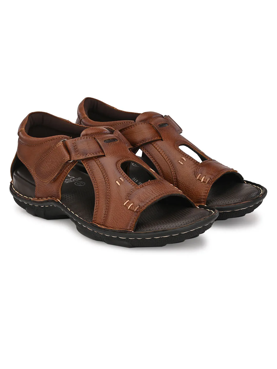 HITZ9246 Men's Tan Leather Casual Velcro Sandals