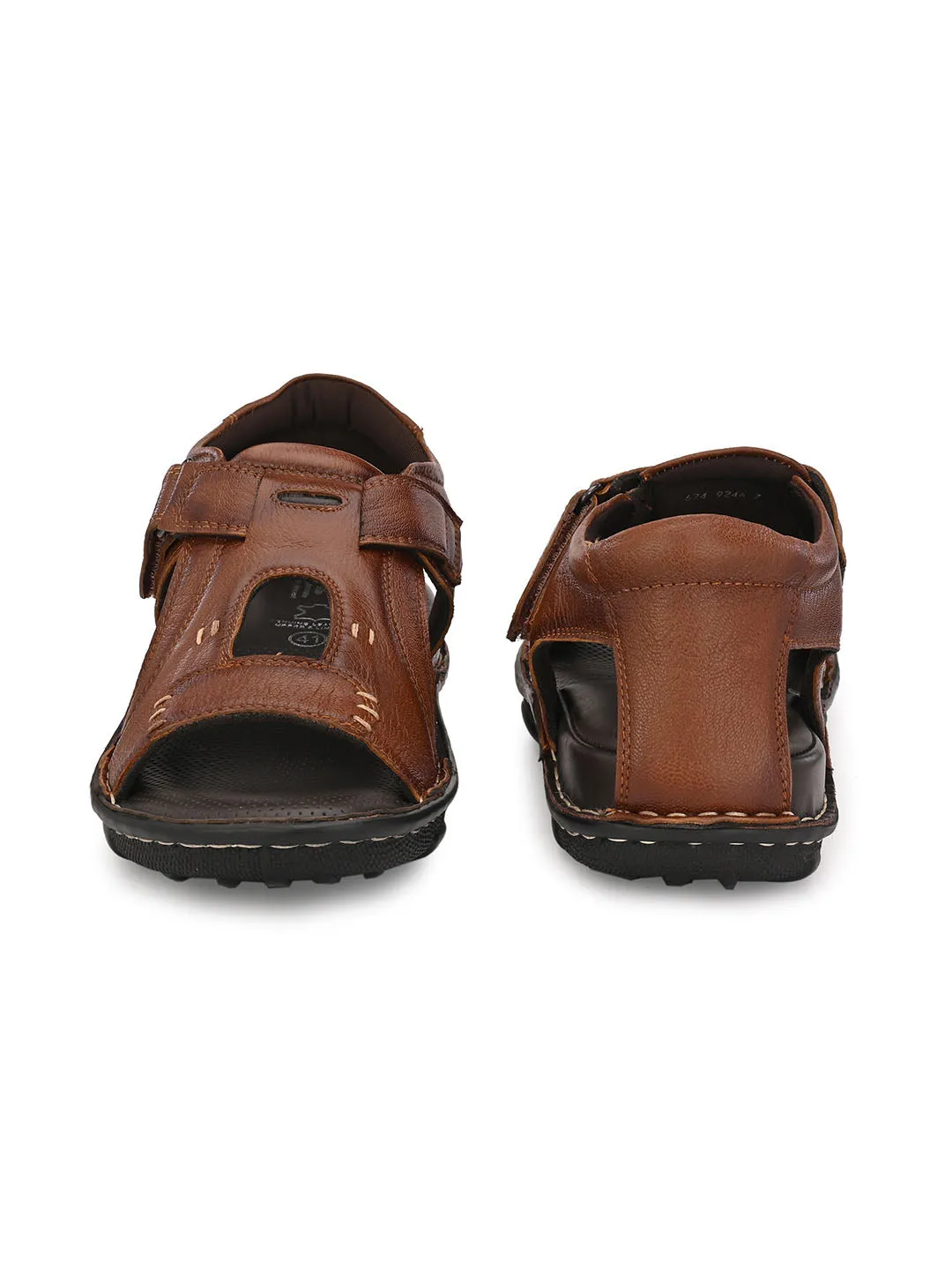 HITZ9246 Men's Tan Leather Casual Velcro Sandals