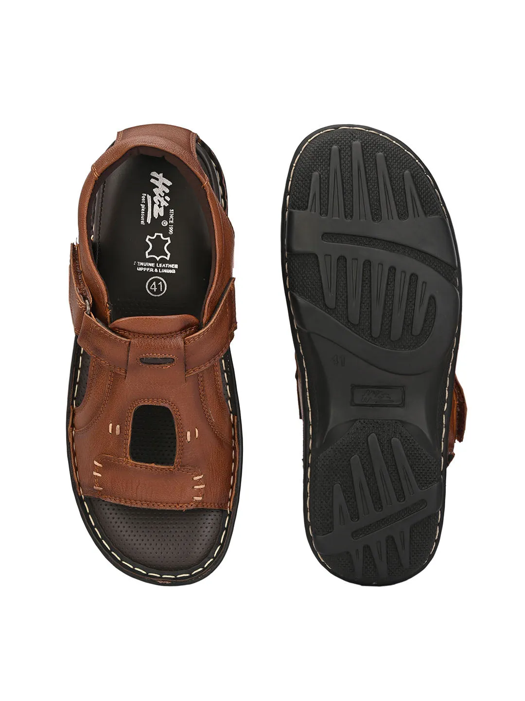HITZ9246 Men's Tan Leather Casual Velcro Sandals
