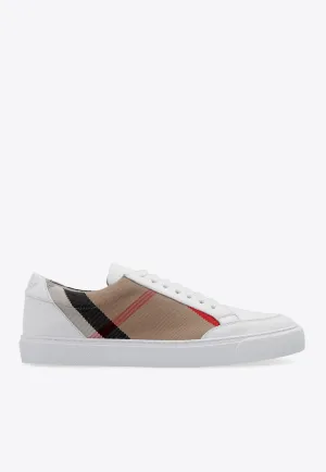 House Check Canvas and Leather Sneakers