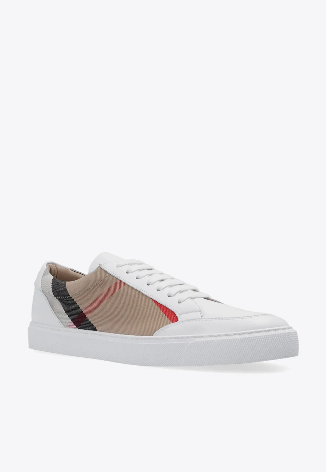 House Check Canvas and Leather Sneakers