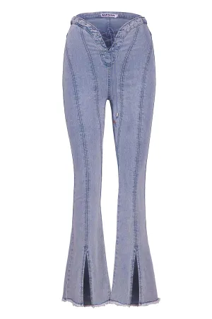 LACE-UP JEANS