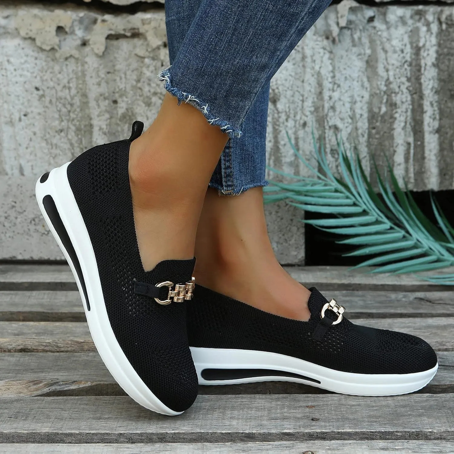 Loafers for Women Trendy Mesh Knit Walking Shoes Sock Sneakers Lightweight Comfy Breathable Casual Pull-on Daily Shoe