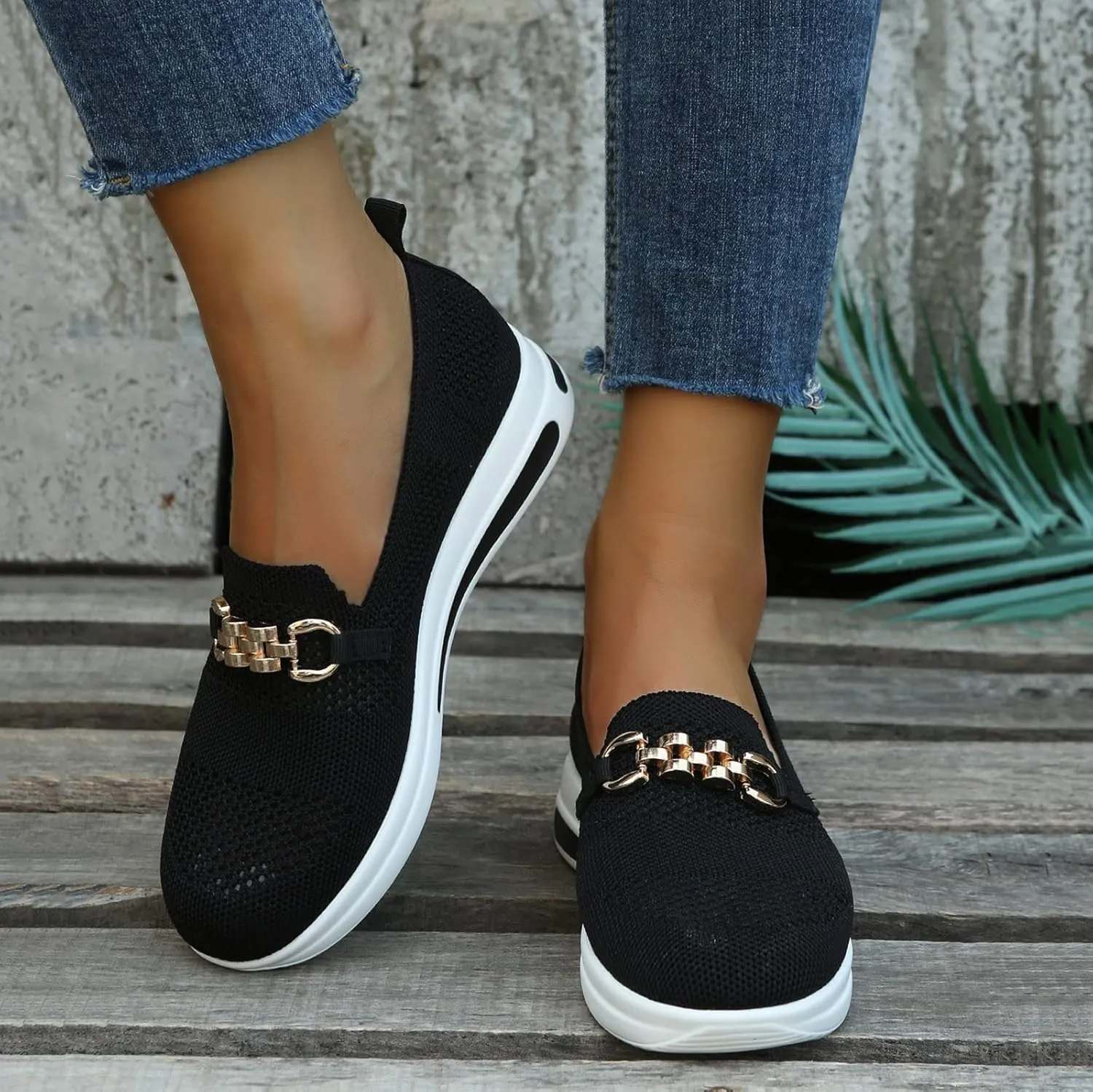 Loafers for Women Trendy Mesh Knit Walking Shoes Sock Sneakers Lightweight Comfy Breathable Casual Pull-on Daily Shoe