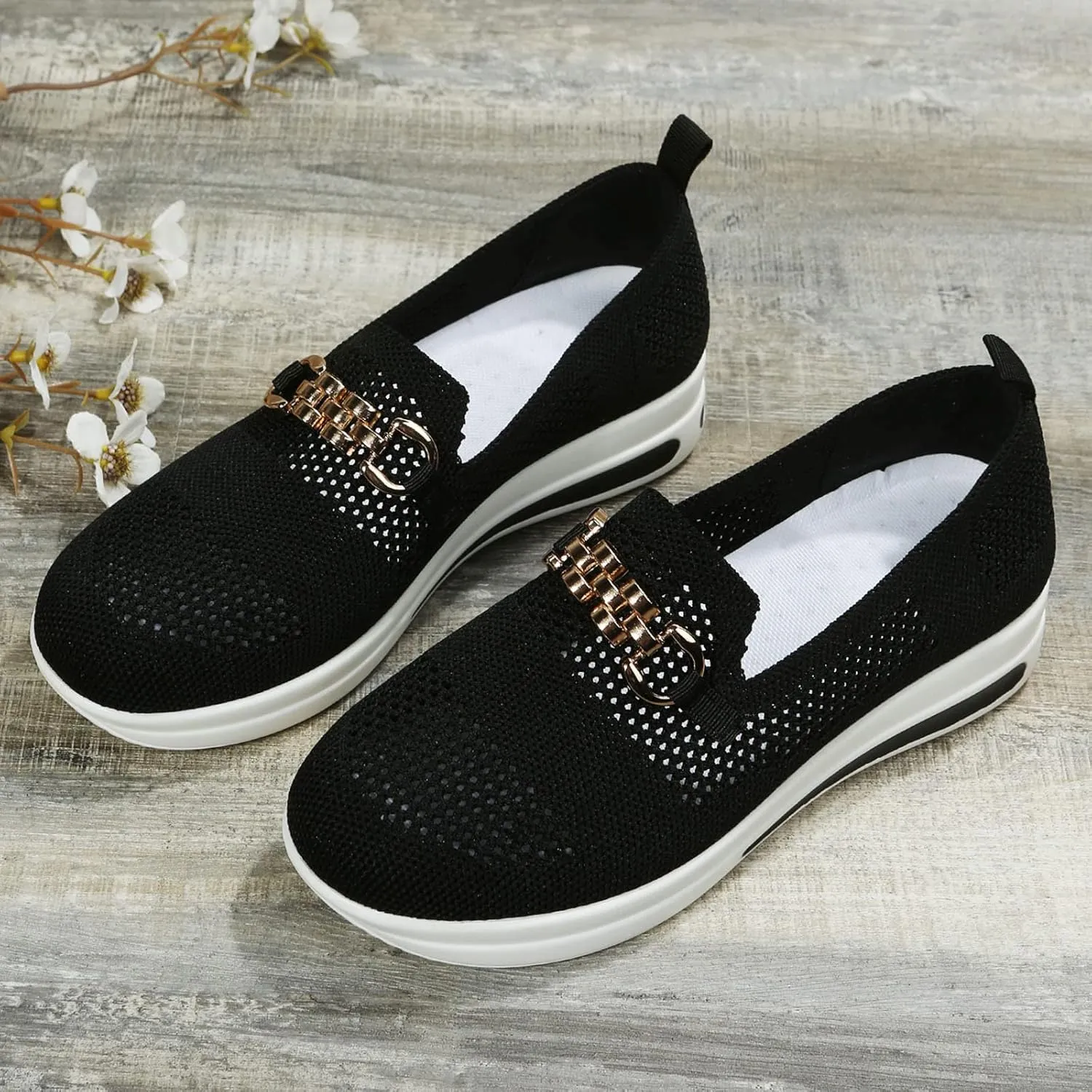 Loafers for Women Trendy Mesh Knit Walking Shoes Sock Sneakers Lightweight Comfy Breathable Casual Pull-on Daily Shoe