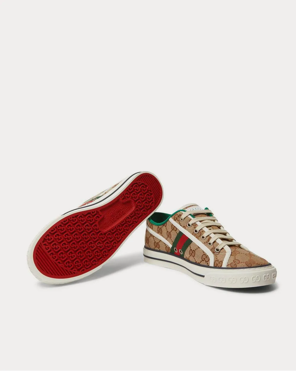 Mignon Webbing-Trimmed Jacquard  Brown low top sneakers