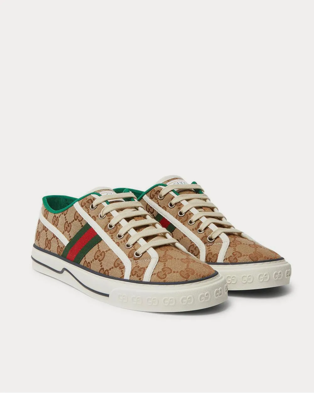 Mignon Webbing-Trimmed Jacquard  Brown low top sneakers