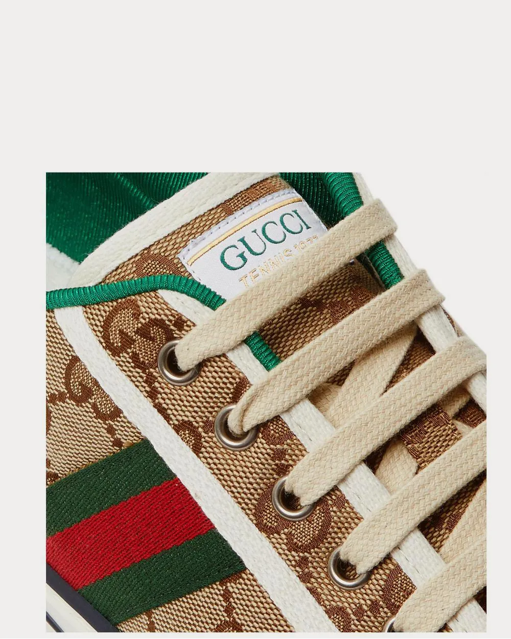 Mignon Webbing-Trimmed Jacquard  Brown low top sneakers