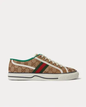 Mignon Webbing-Trimmed Jacquard  Brown low top sneakers