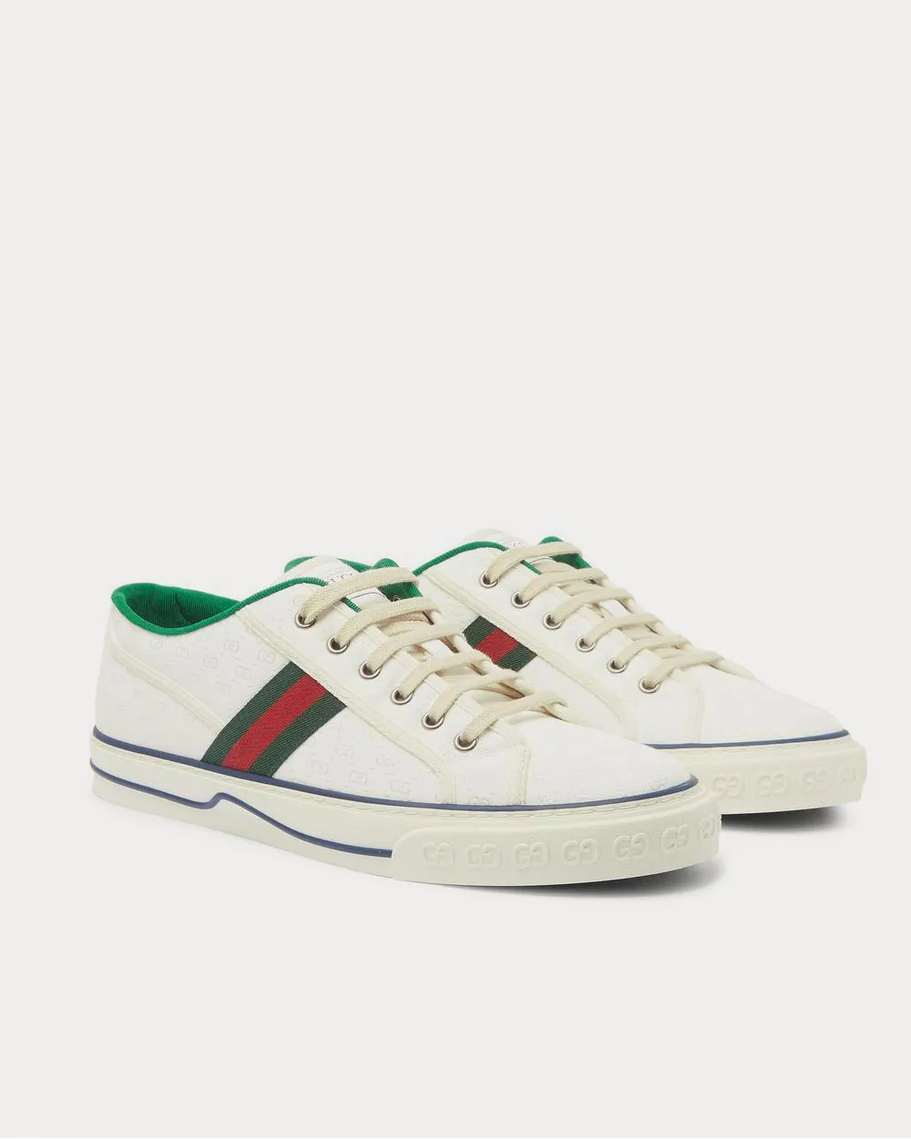 Mignon Webbing-Trimmed Jacquard  White low top sneakers
