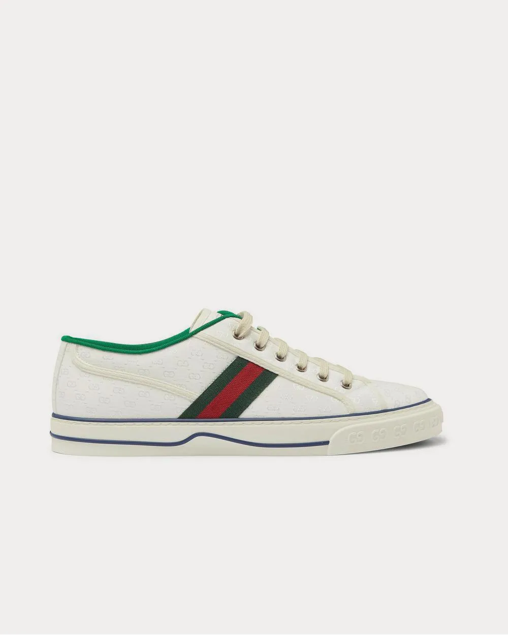 Mignon Webbing-Trimmed Jacquard  White low top sneakers