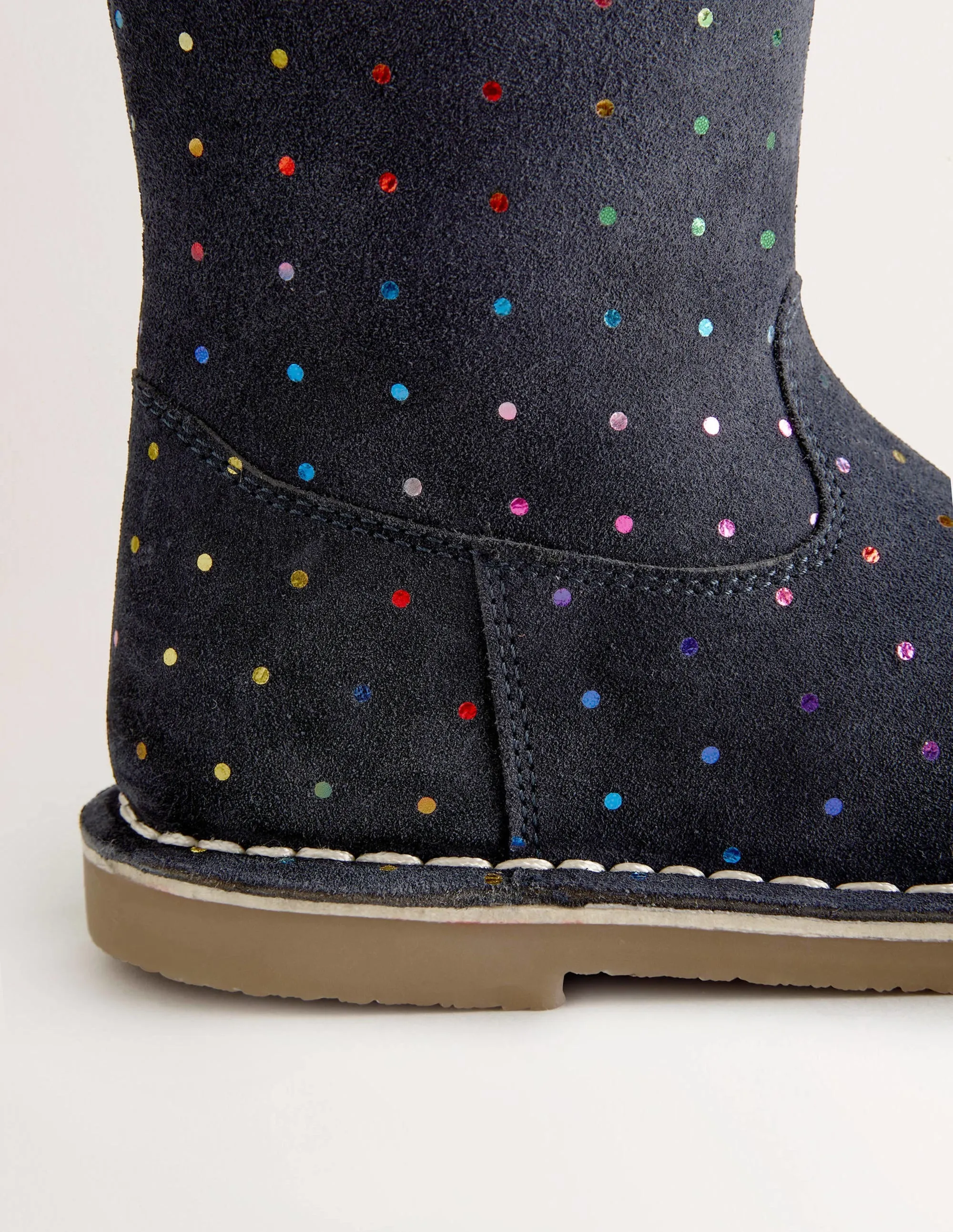 Navy Spots Tall Suede Boots-College Navy Multi Spot