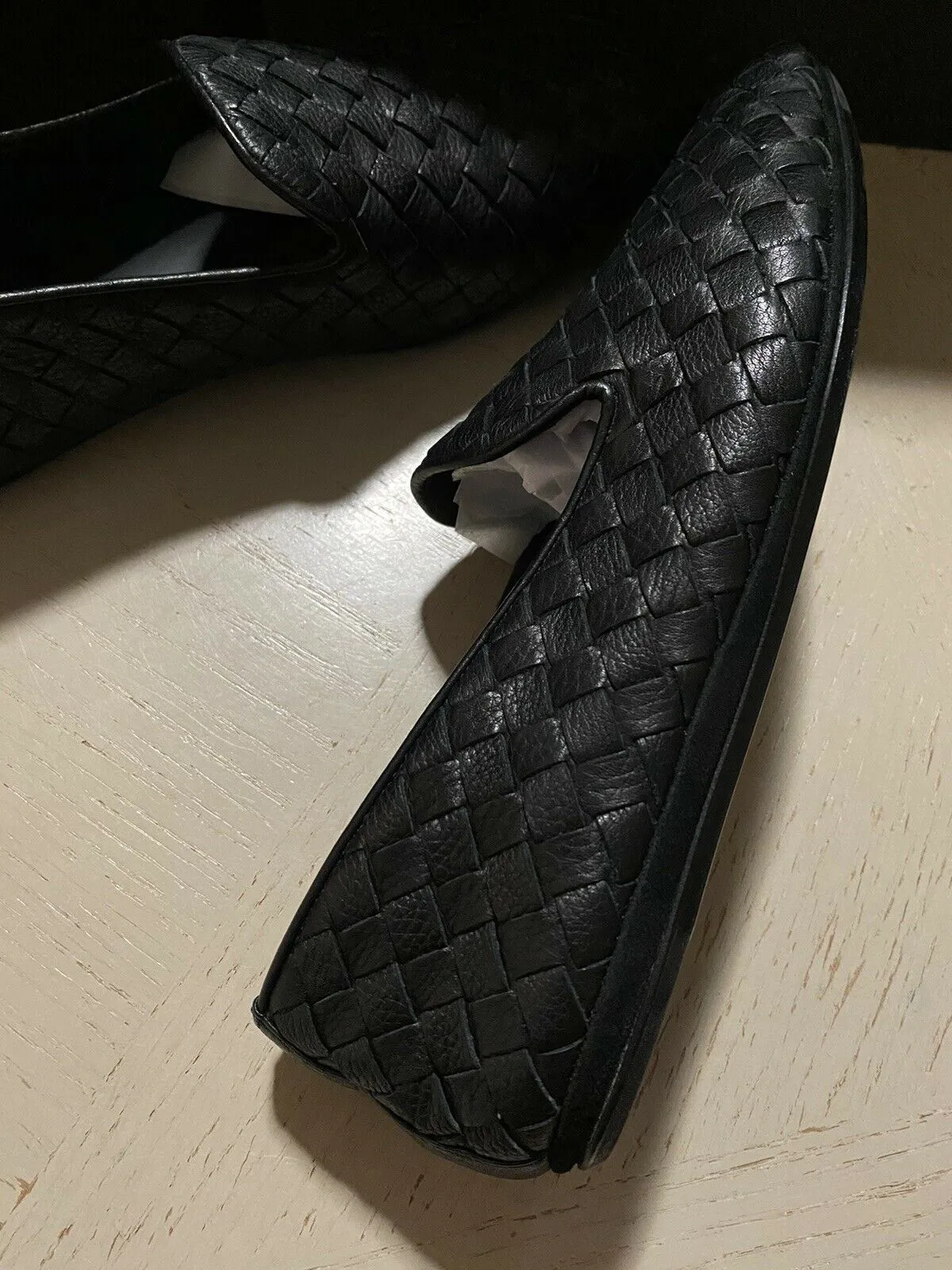 NIB $810 Bottega Veneta Men Leather Loafers Shoes Black 7 US/40 Eu Italy