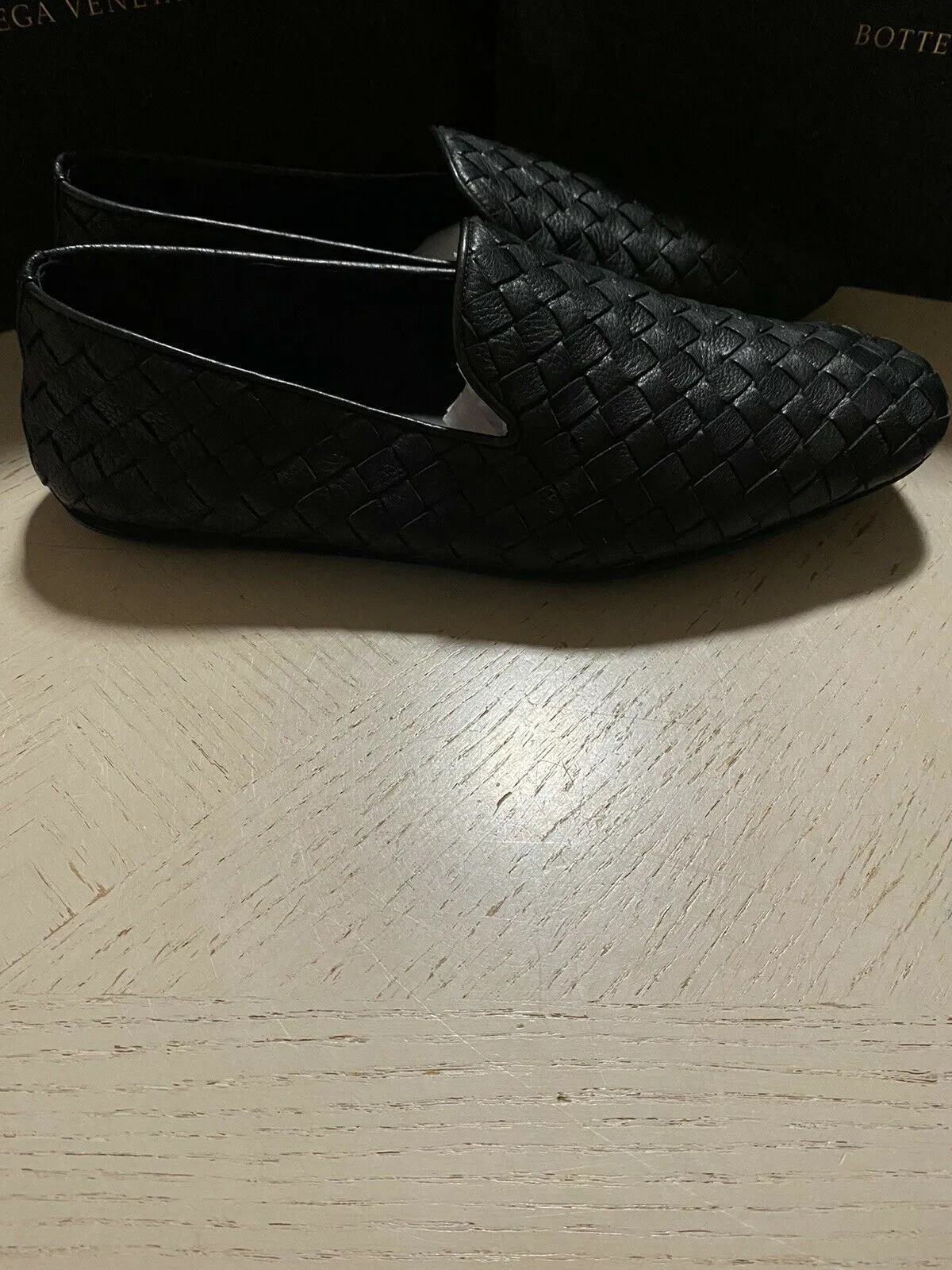 NIB $810 Bottega Veneta Men Leather Loafers Shoes Black 7 US/40 Eu Italy