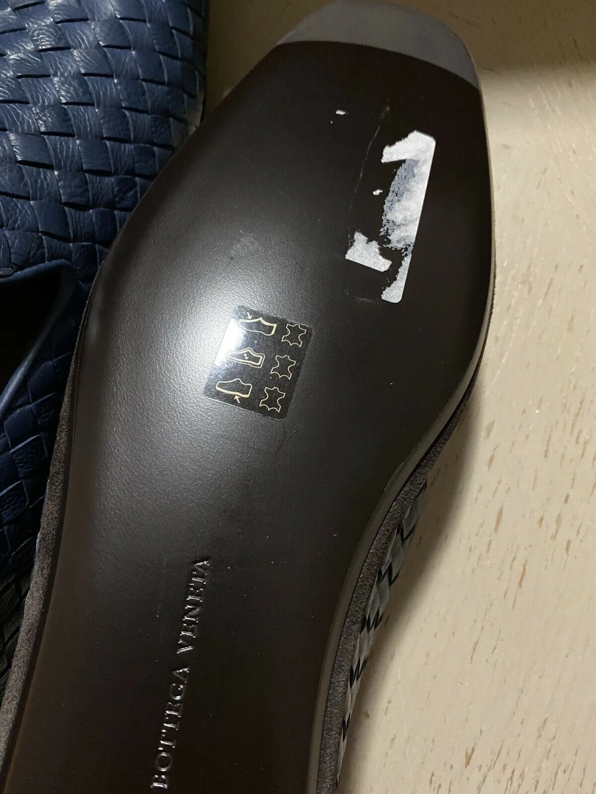 NIB $810 Bottega Veneta Men Leather Loafers Shoes Blue 13 US/46 Eu