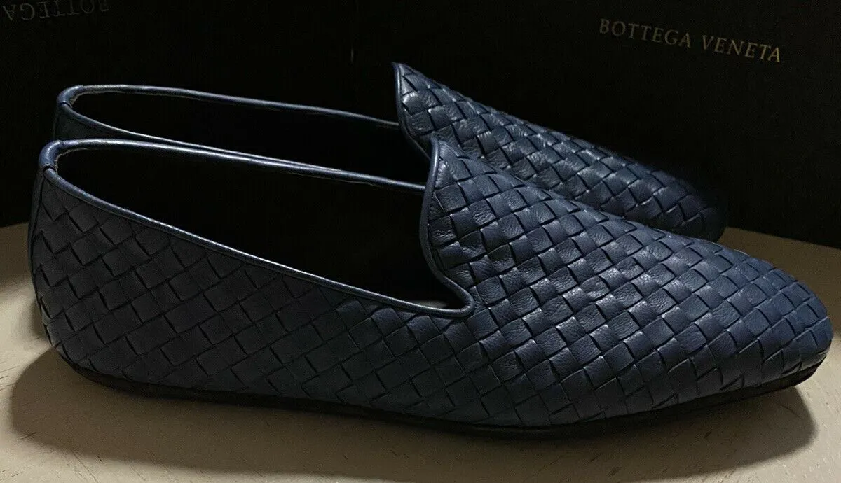 NIB $810 Bottega Veneta Men Leather Loafers Shoes Blue 13 US/46 Eu