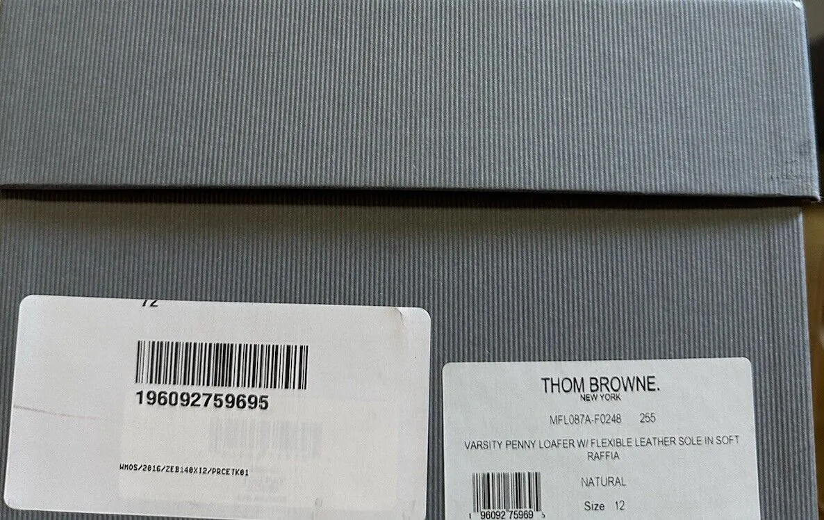NIB $850 Thom Browne Men Textured Penny Loafers Shoes Natural 12 US/45 EU Italy