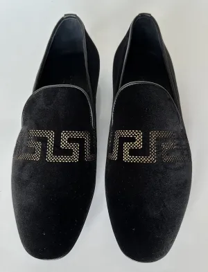 NIB $850 VERSACE Greca Men's Suede Black Loafers Shoes 6 US (39 Euro) IT 1003792