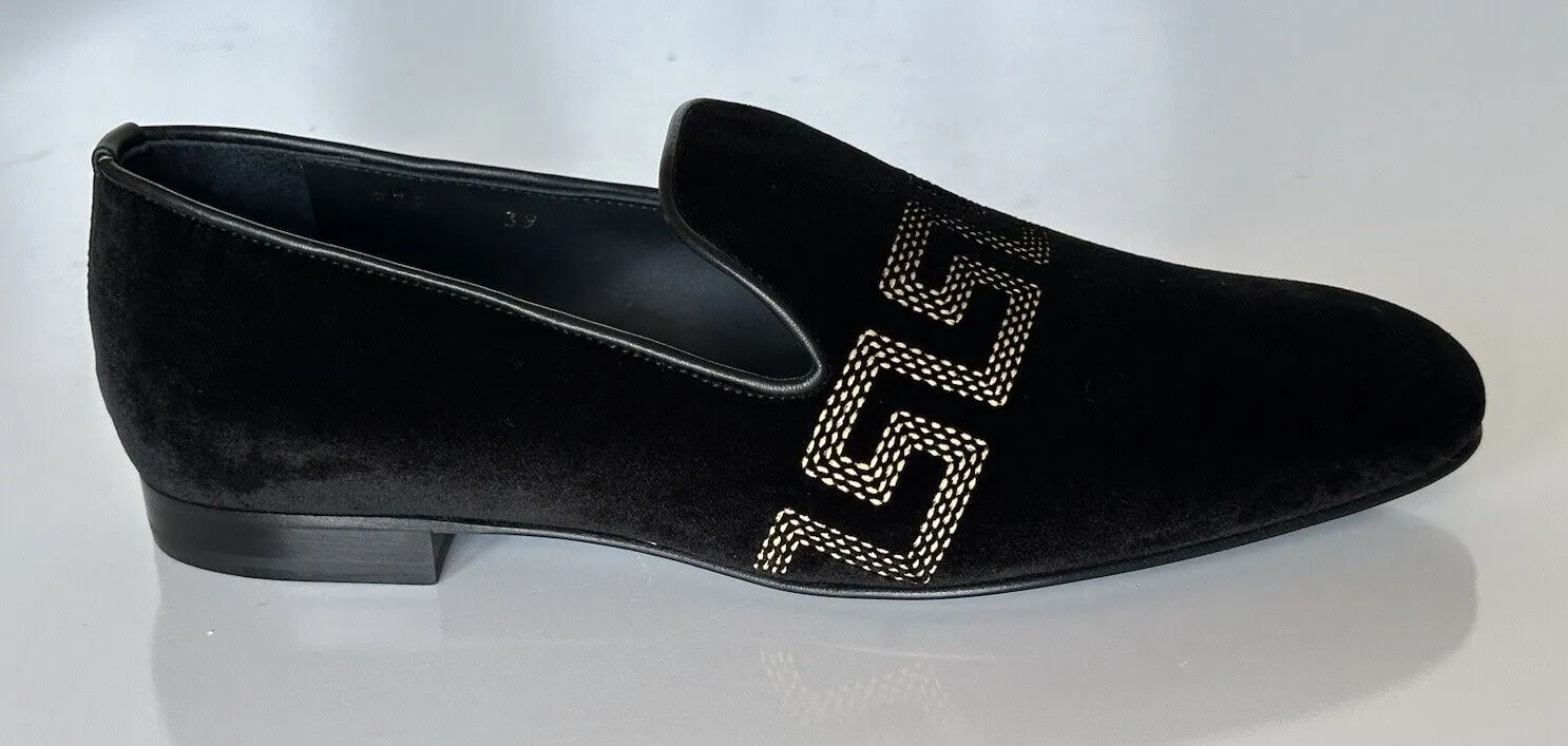 NIB $850 VERSACE Greca Men's Suede Black Loafers Shoes 6 US (39 Euro) IT 1003792
