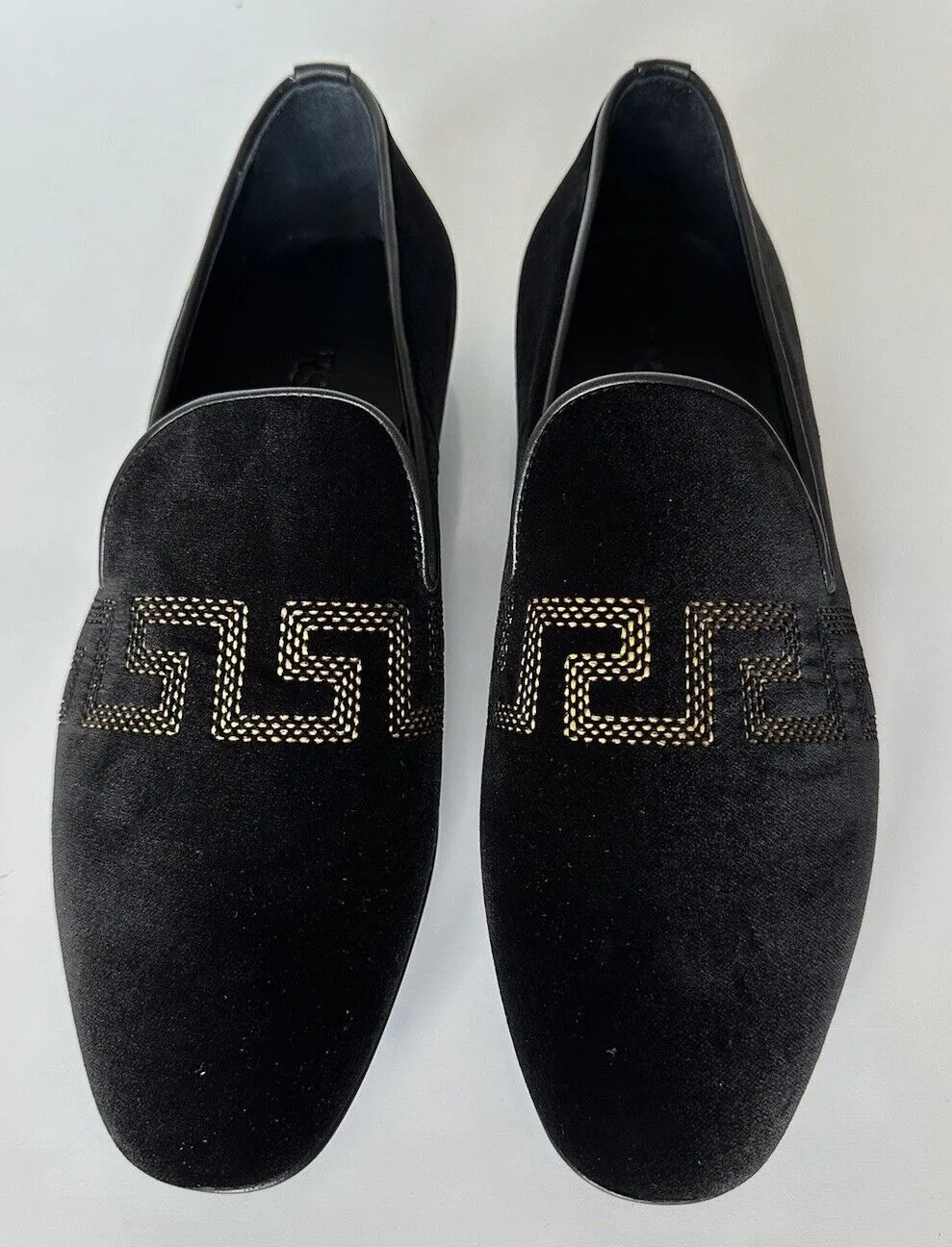 NIB $850 VERSACE Greca Men's Suede Black Loafers Shoes 6 US (39 Euro) IT 1003792