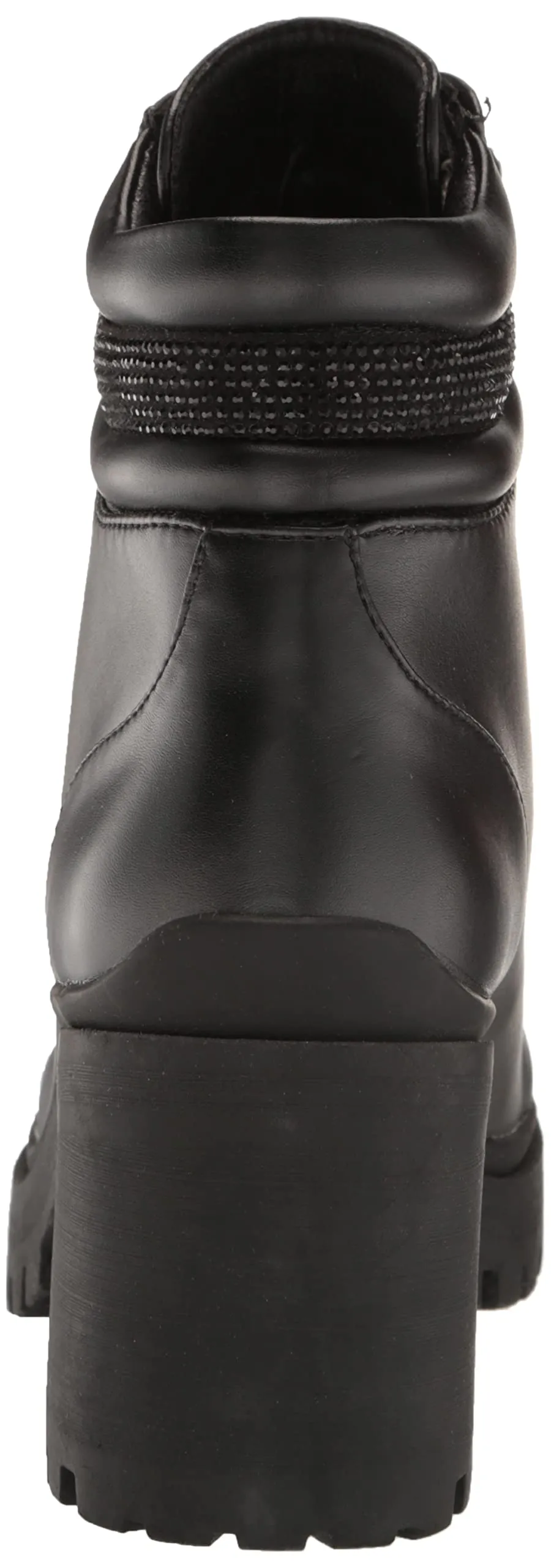 Nine West Qwork3 Black2 Leather Fashion Lace Up Rounded Toe Heeled Ankle Boots