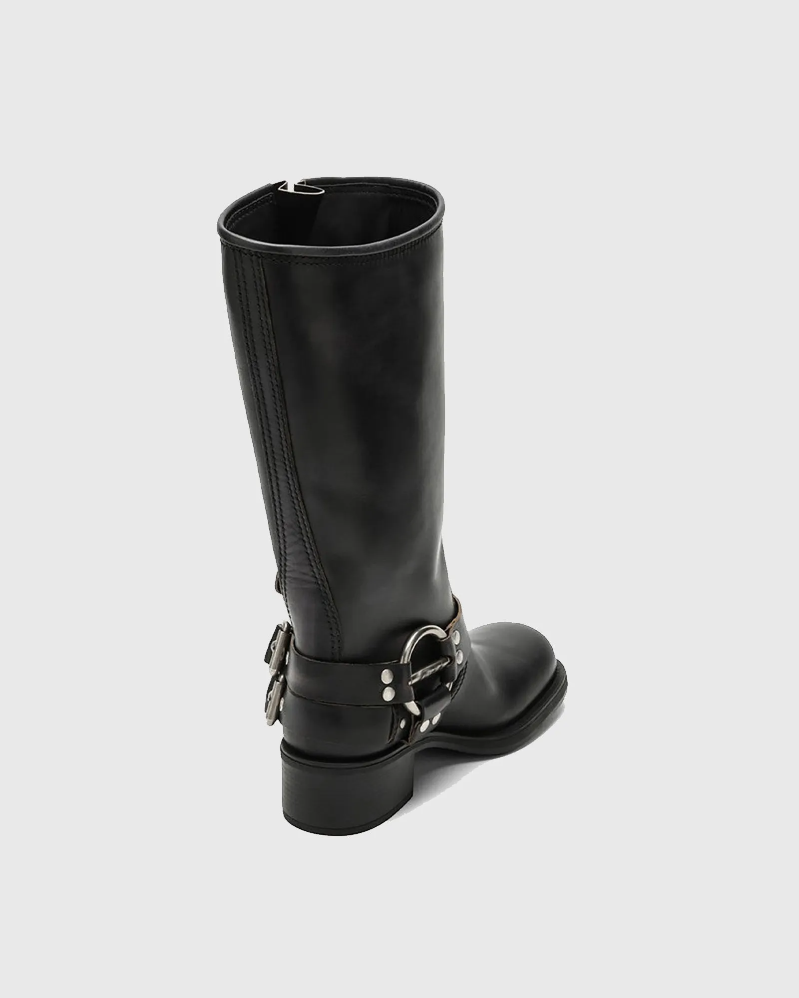 Ninetta Buckle Leather Knee High Boots In Black