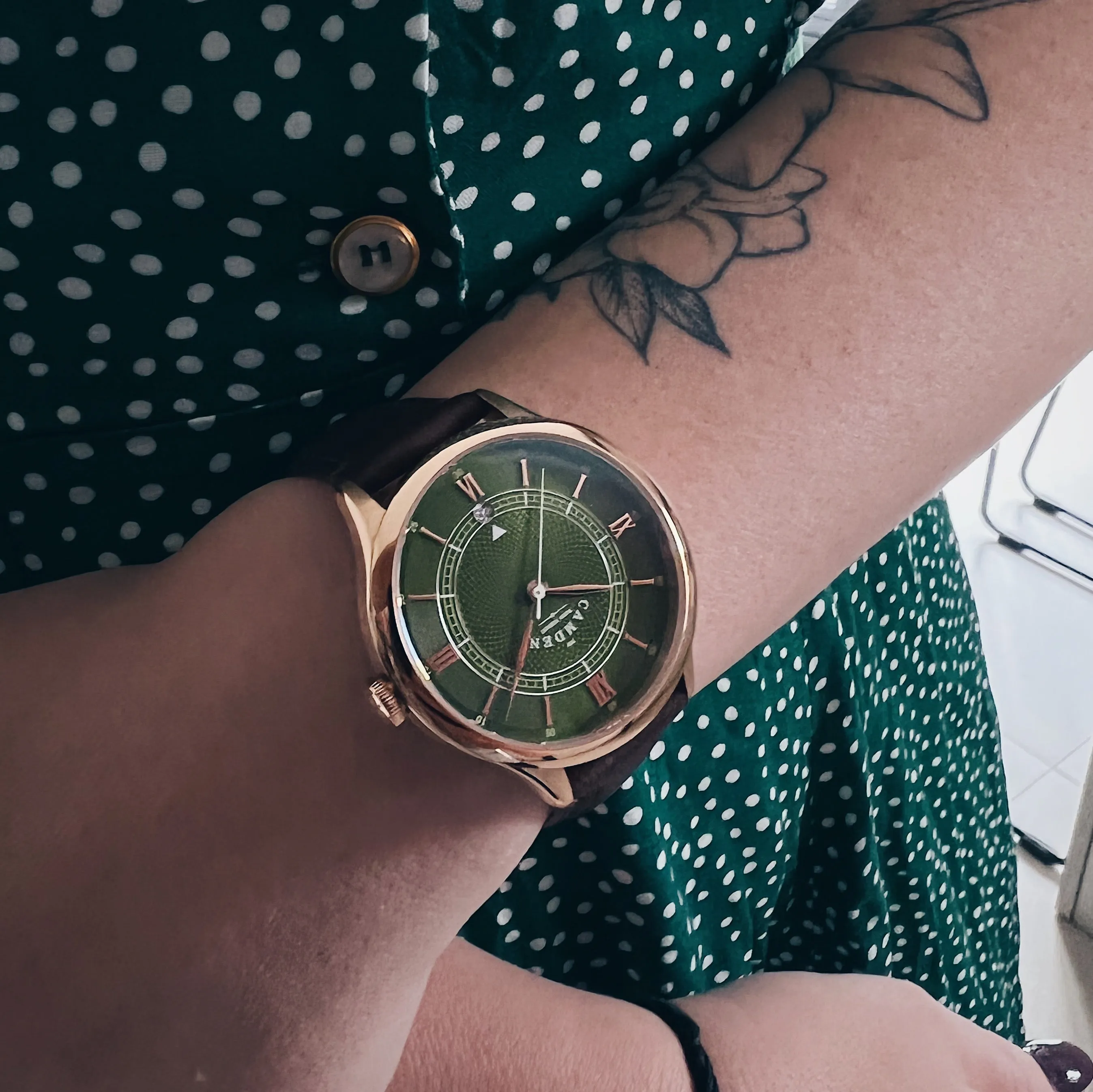 No.274 Automatic Rose gold, green and brown