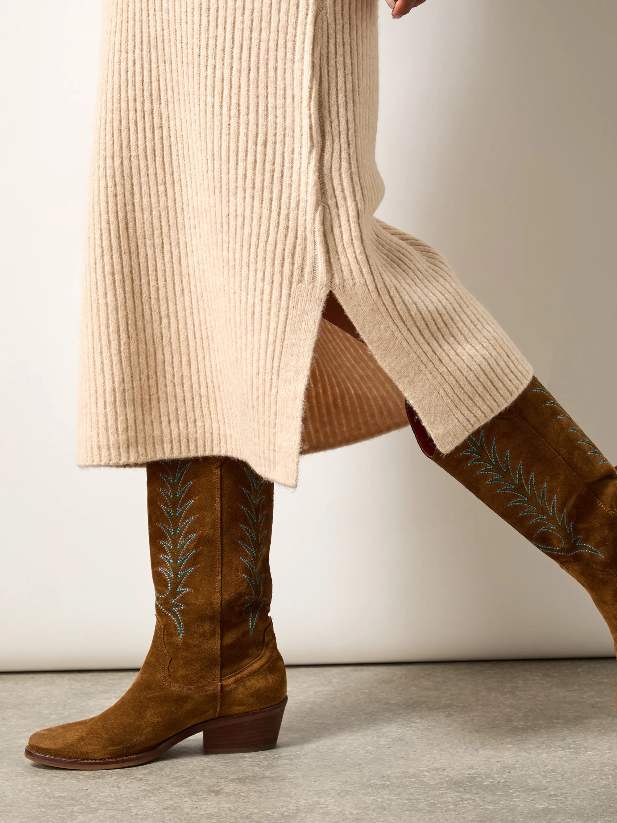 Oatmeal High Neck Jumper Dress