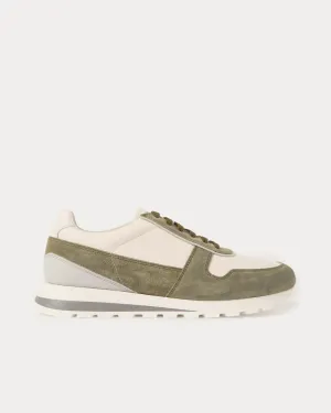 Olimpo Calfskin & Washed Suede Runners Khaki Low Top Sneakers