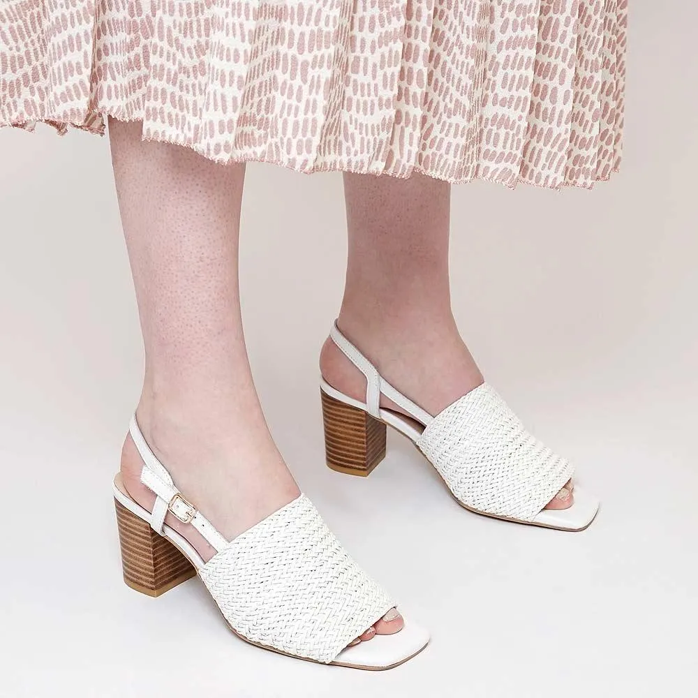 Pickle White Leather Heels