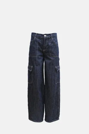 Pinstripe Denim Cargo Blue