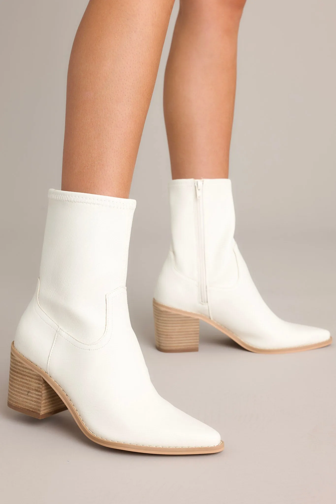 Stride In Style White Ankle Boots