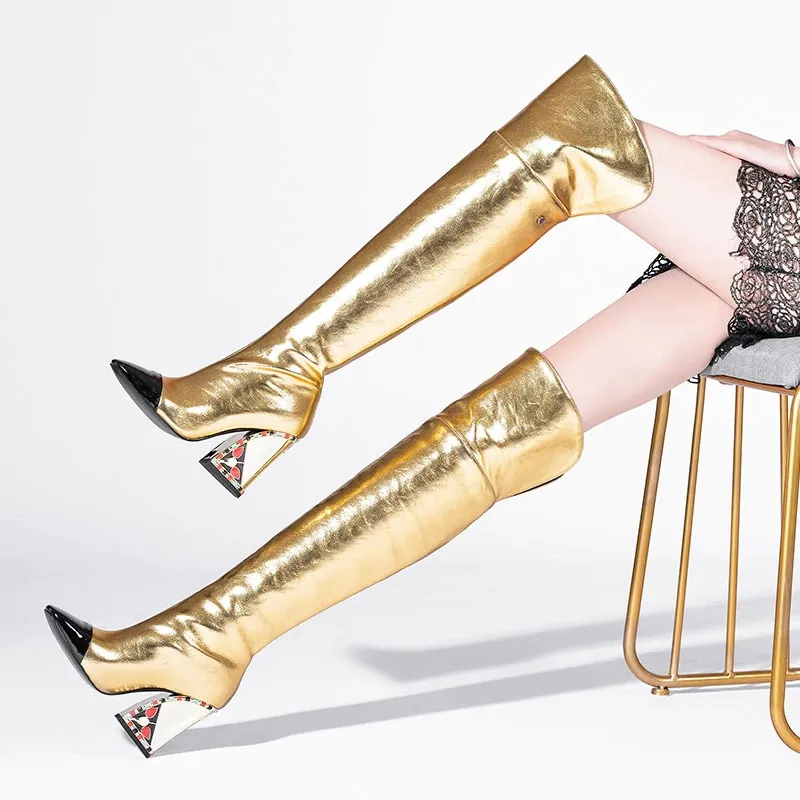 Stylish Ladies Genuine Leather Knee-high Boots / Women's Super High Heels Boots