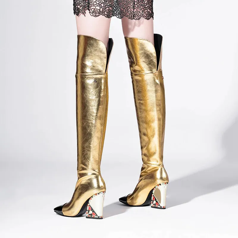 Stylish Ladies Genuine Leather Knee-high Boots / Women's Super High Heels Boots